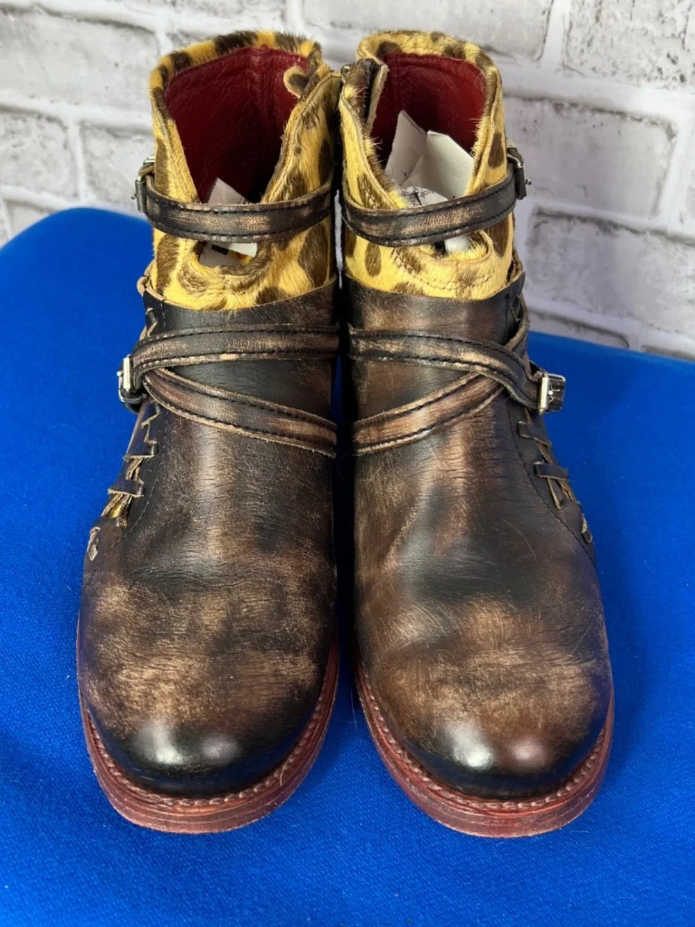 🦅|•FREEBIRD BY STEVEN•| 'Belfast' Animal Print Leather Booties Size 11-12